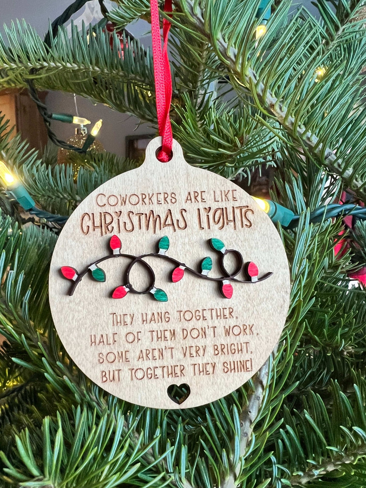 Christmas Lights Co-Worker Ornament - Evergreen Artisan