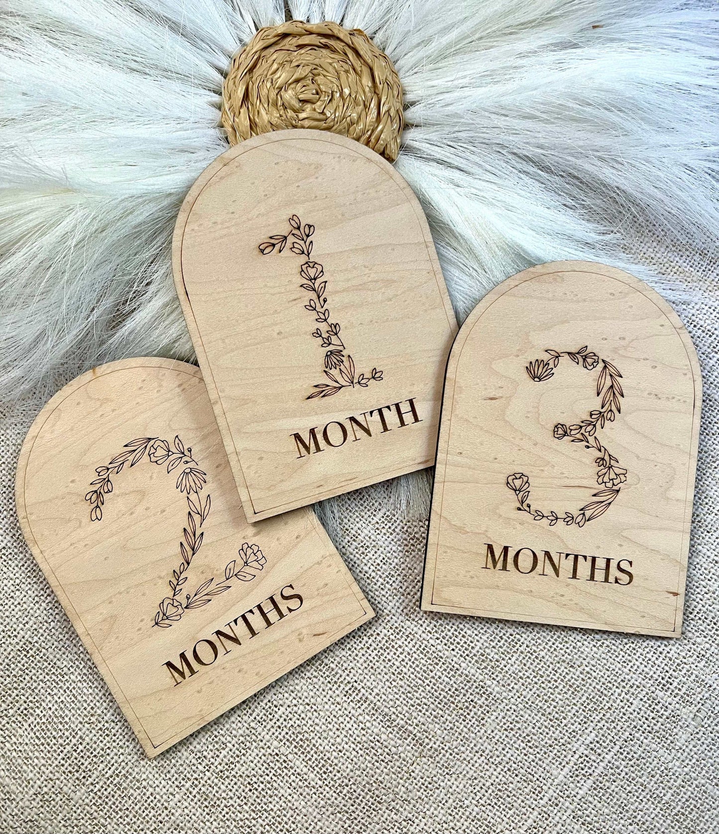 Wildflower Number Milestone Markers with floral design for baby's first year milestones 1-12 months