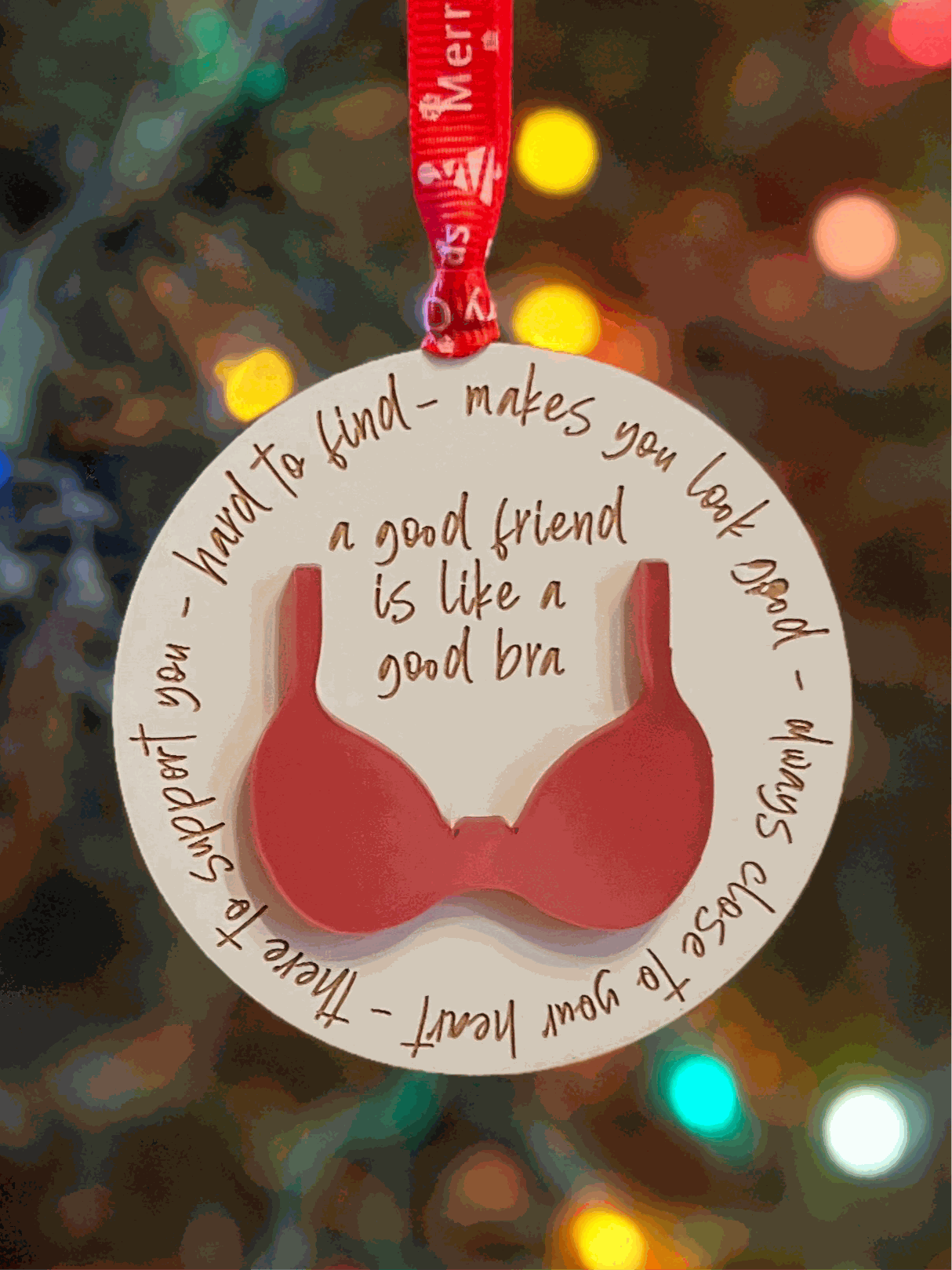 Friendship Bra Ornament | Friendship Ornament | evergreenartisan