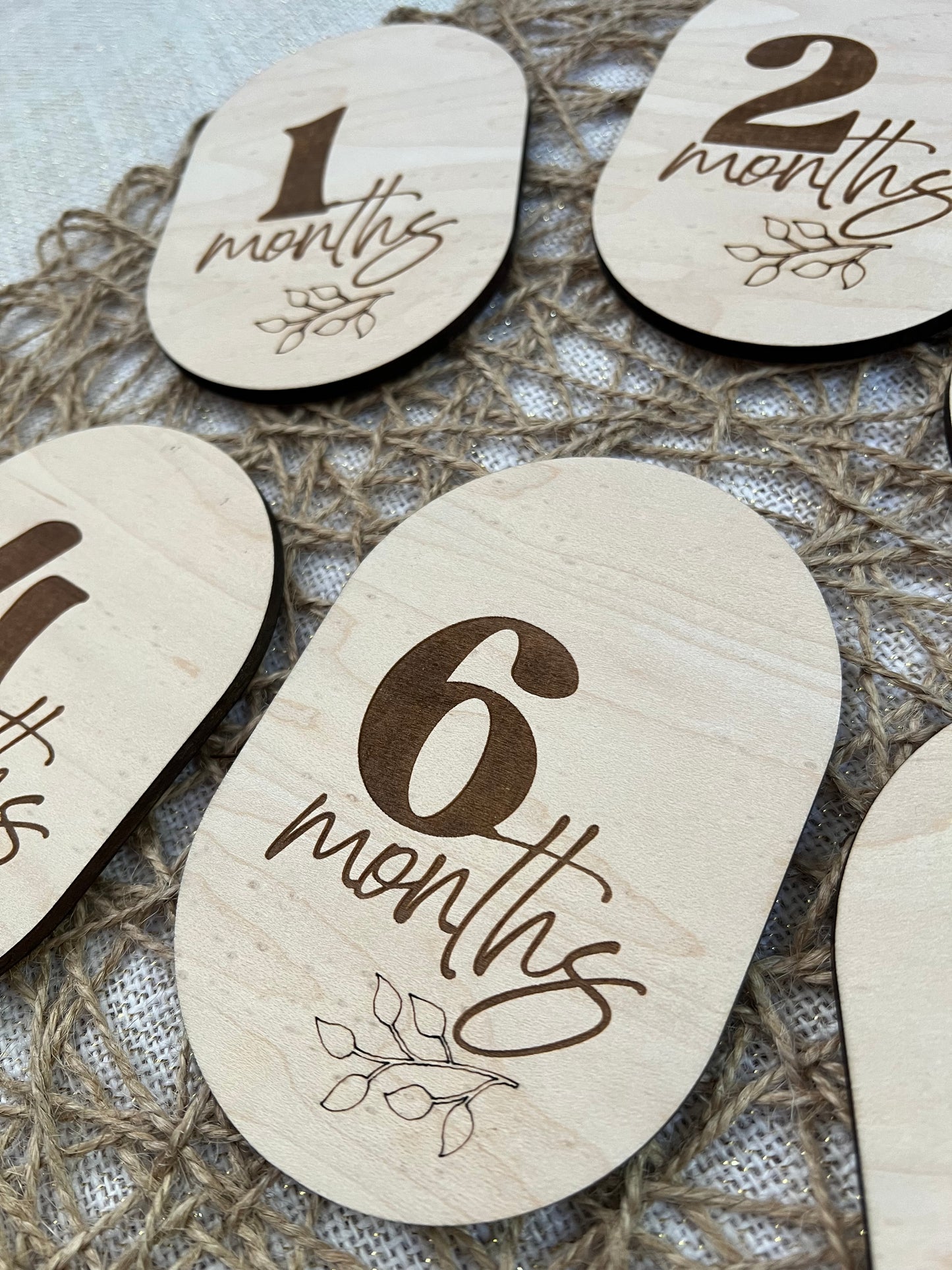 Boho Engraved Floral Milestone Markers