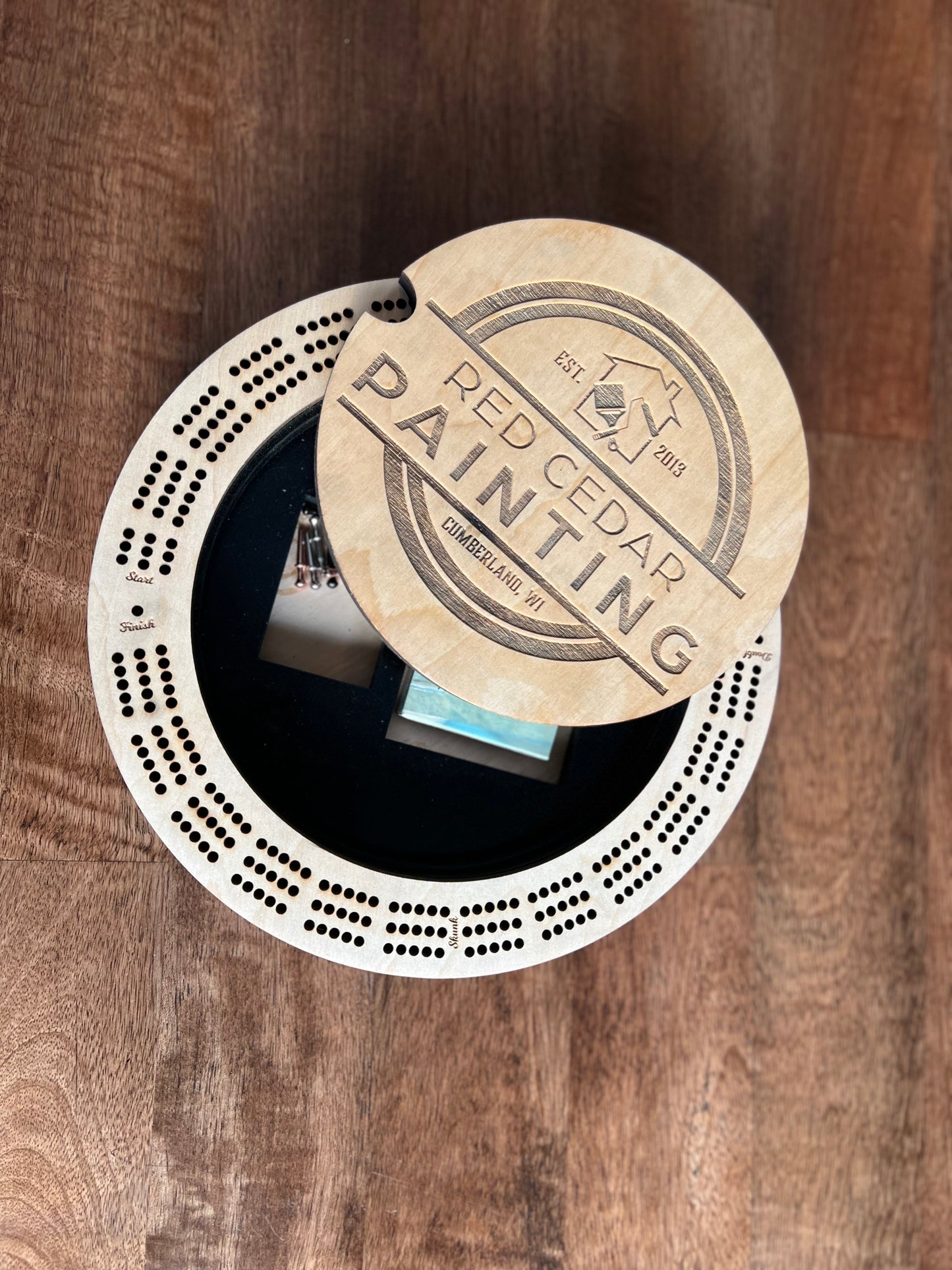 Cribbage board with logo or custom design
