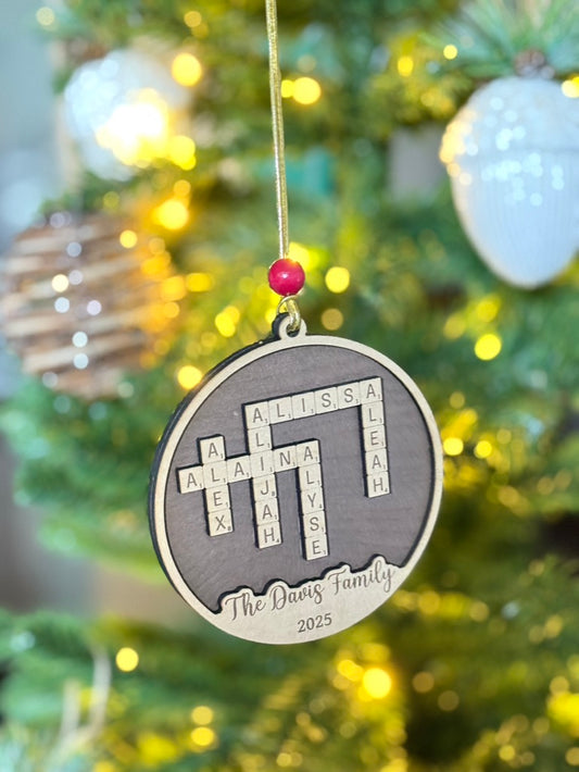 Scrabble Family Christmas Ornament