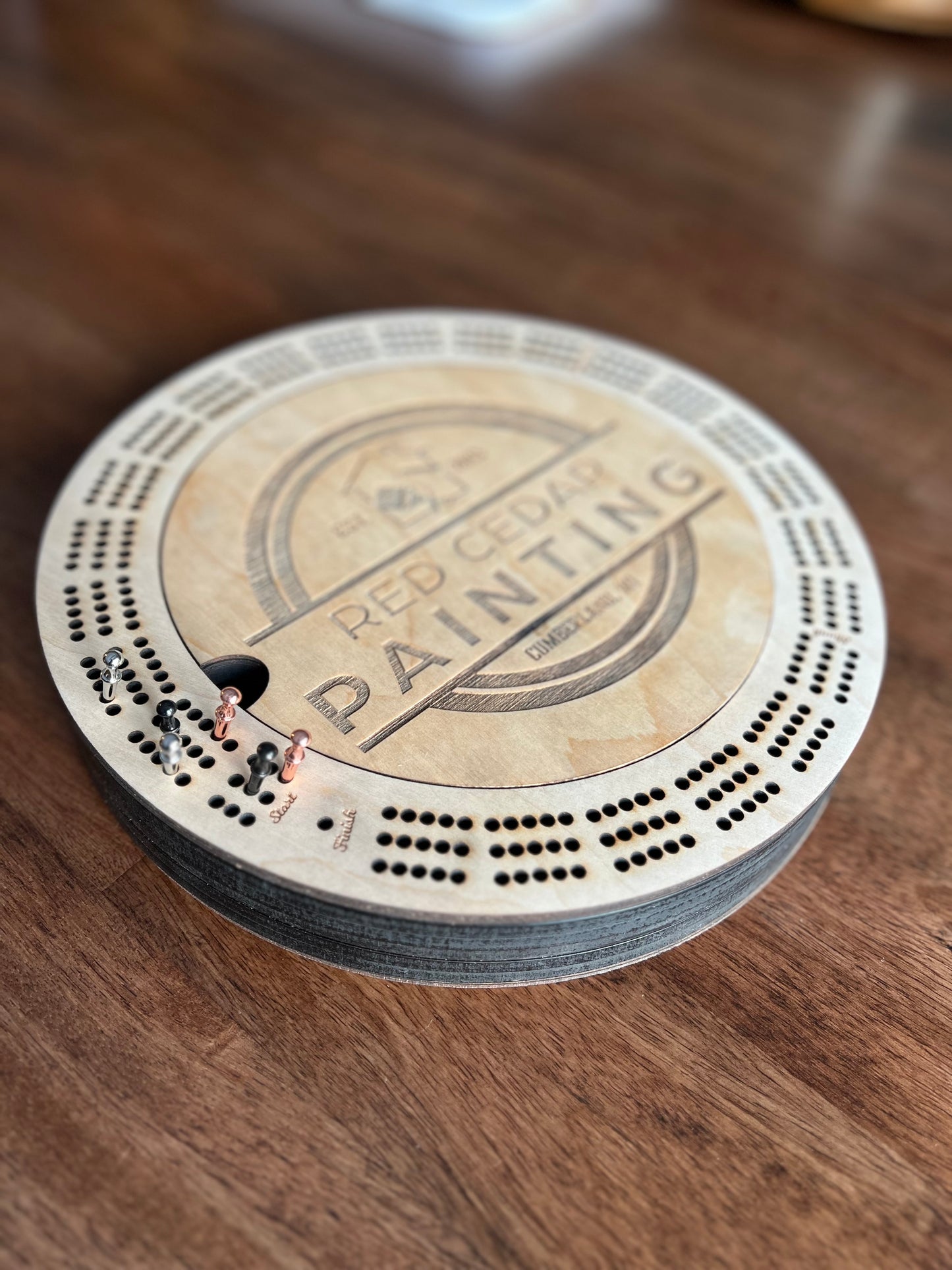 Cribbage board with logo or custom design