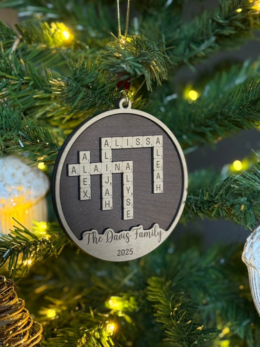 Scrabble Family Christmas Ornament